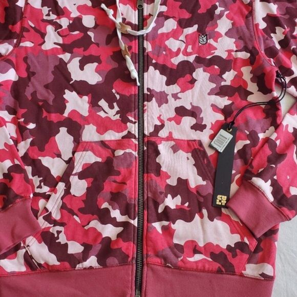 Cult of Individuality Pink Camo Zip-Up Hooded Sweater Size M - Picture 3 of 11